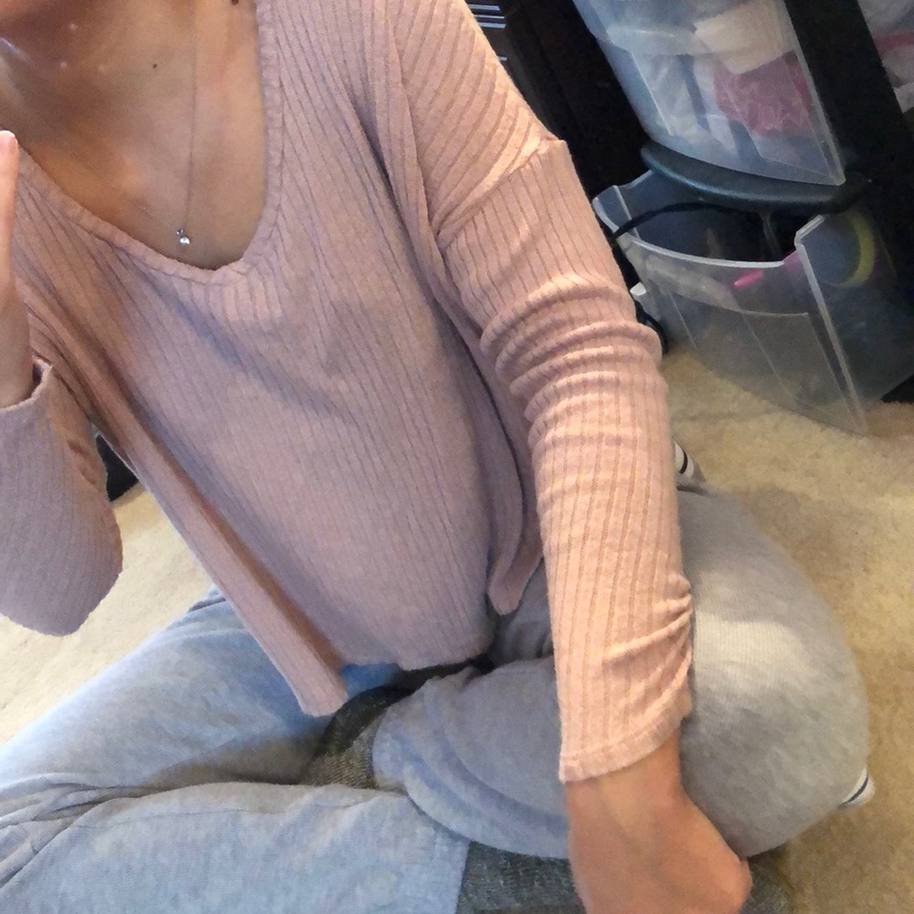 Blush pink long sleeve tee